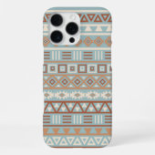 Coque iPhone 16 Pro Max Aztec Influence Motif Crème Bleue Terracottas (Verso)