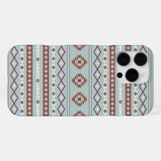 Coque iPhone 16 Pro Max Aztec Mixte Motif Motif Rusts Crème Bleu (Verso Horizontal)