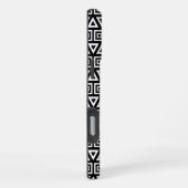 Coque iPhone 16 Pro Max Aztec Triangles+Motif Carré blanc sur noir (Côté droit)