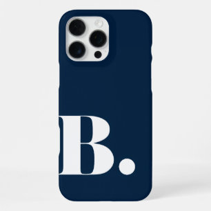 Coque iPhone 16 Pro Max B initial esthétique bleu marine minimaliste