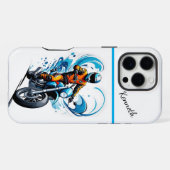 Coque iPhone 16 Pro Max Balade à moto Blue Wave (Verso Horizontal)