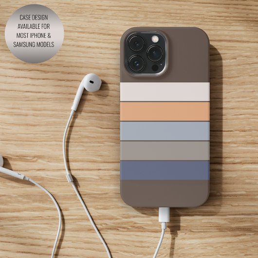 Coque iPhone 16 Pro Max Bandes d'art bleu foncé beige orange gris