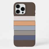 Coque iPhone 16 Pro Max Bandes d'art bleu foncé beige orange gris (Verso)