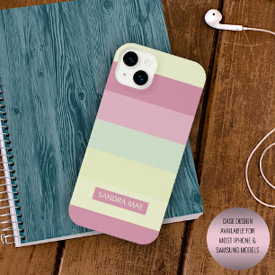 Coque iPhone 16 Pro Max Bandes personnalisées jaune citron vert rose