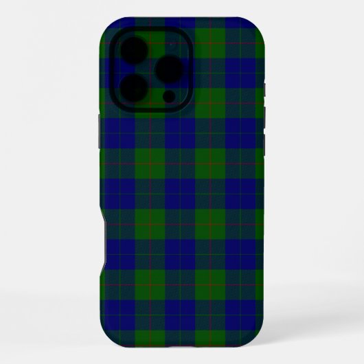 Coque iPhone 16 Pro Max Barclay tartan bleu vert plaid (Verso)