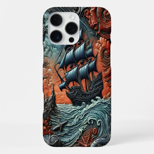 Coque iPhone 16 Pro Max Bateau complexe naviguant à travers une scène d'oc (Verso)