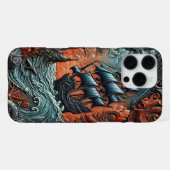 Coque iPhone 16 Pro Max Bateau complexe naviguant à travers une scène d'oc (Verso Horizontal)