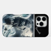 Coque iPhone 16 Pro Max Bateau Pirate Dans Une Tempête (Verso Horizontal)