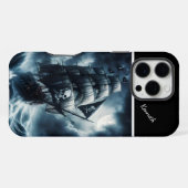 Coque iPhone 16 Pro Max Bateau Pirate Dans Une Tempête (Verso Horizontal)