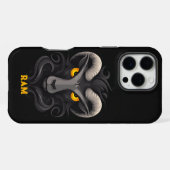 Coque iPhone 16 Pro Max Bélier Noir en Colère (Verso Horizontal)