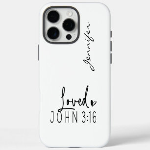 Coque iPhone 16 Pro Max Bible Minimaliste Moderne Verset Jean 3:16 iPhone