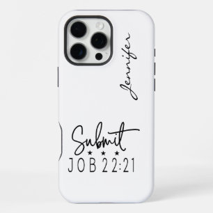 Coque iPhone 16 Pro Max Bible Moderne Minimaliste Verset Job 22:21 iPhone