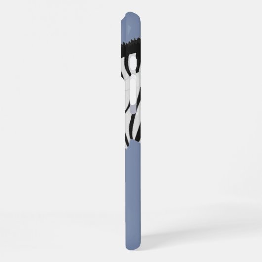 Coque iPhone 16 Pro Max Black White Zebra Blue ajouter Nom (Côté gauche)