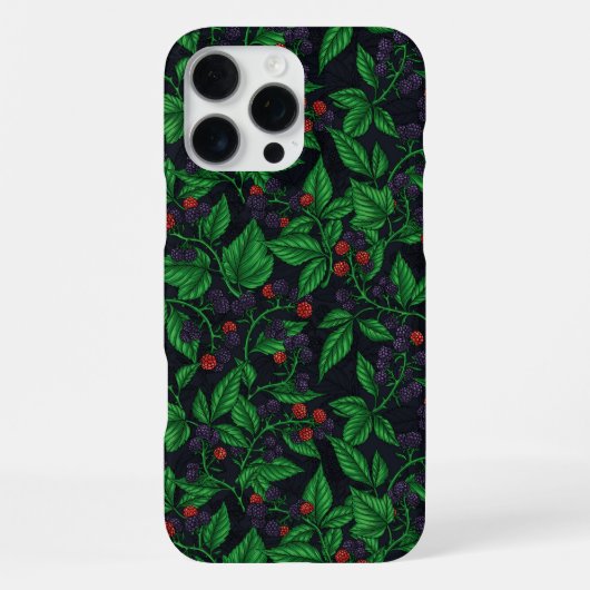 Coque iPhone 16 Pro Max Blackberry sur gris foncé (Verso)
