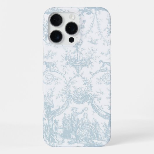 Coque iPhone 16 Pro Max Bleu clair et toile blanche (Verso)