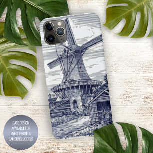 Coque iPhone 16 Pro Max Bleu foncé Antique Delft Bleu Moulin à vin néerlan