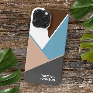 Coque iPhone 16 Pro Max Blocs d'art personnalisés blanc marron bleu gris b