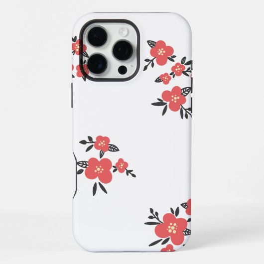 Coque iPhone 16 Pro Max Blossom Red Floral Pattern in the Blooming  (Verso)