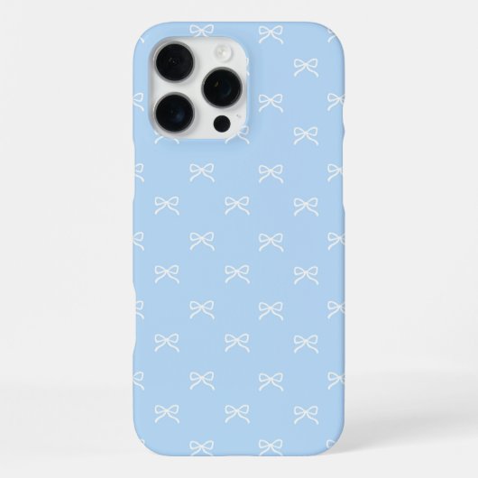 Coque iPhone 16 Pro Max Blue Bow Pattern Coquette Girly Spring Summer (Verso)