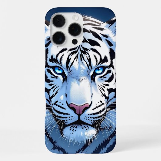 Coque iPhone 16 Pro Max Blue eyed White Tiger Ai Art (Verso)