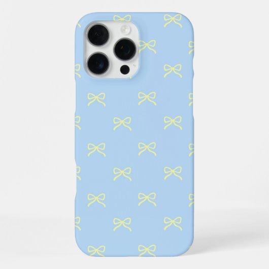 Coque iPhone 16 Pro Max Blue Yellow Bow Pattern Coquette Girly Spring (Verso)