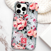 Coque iPhone 16 Pro Max Blush et monogramme floral corail