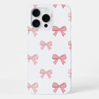 Coque iPhone 16 Pro Max Blush Pink Coquette Bow Pattern Elegant Phone Case