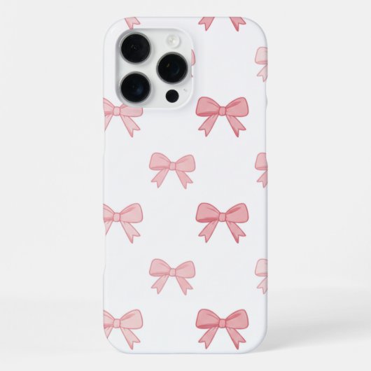 Coque iPhone 16 Pro Max Blush Pink Coquette Bow Pattern Elegant Phone Case (Verso)