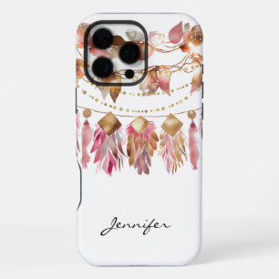 Coque iPhone 16 Pro Max Boho Fall Leaf Feather Native American iPhone
