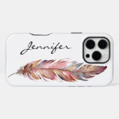 Coque iPhone 16 Pro Max Boho iPhone à plumes amérindiennes (Verso Horizontal)