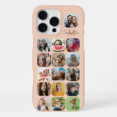 Coque iPhone 16 Pro Max Boho Pastel Peace 16 Photo Collage & Monogramme (Verso)