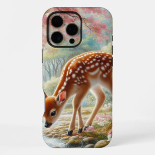 Coque iPhone 16 Pro Max Bois de printemps avec canard et faon/cerf