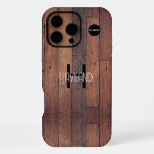 Coque iPhone 16 Pro Max Bois de téléphone portable de conception de bois H