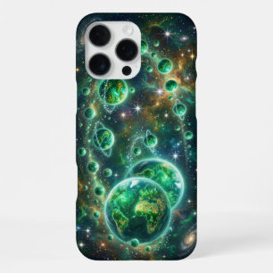 Coque iPhone 16 Pro Max Boîtier Cosmic Green Earth Galaxy pour iPhone 16 P
