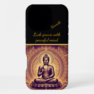 Coque iPhone 16 Pro Max Bouddha dans un jardin de lotus paisible
