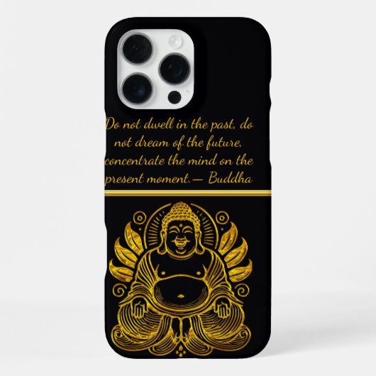 Coque iPhone 16 Pro Max Bouddha doré paisible (Verso)