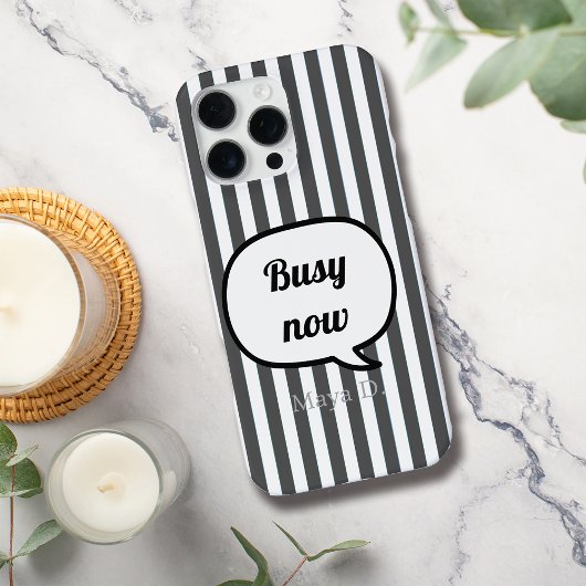 Coque iPhone 16 Pro Max Boule de discours Black Stripes Personnaliser