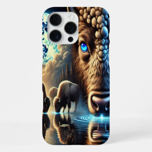 Coque iPhone 16 Pro Max Buffaloes Éthérées Au Milieu De La Scène Des Réfle