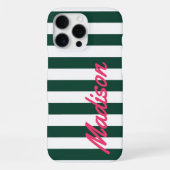 Coque iPhone 16 Pro Max Cabane verte rayures Monogramme Rétro (Verso)