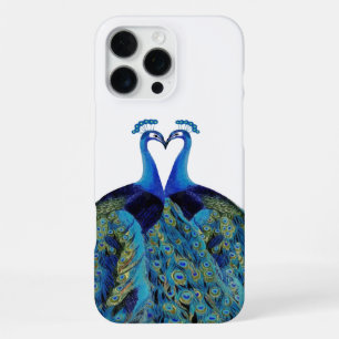 Coque iPhone 16 Pro Max Cadeaux de mariage Paons s'embrassant Vintage