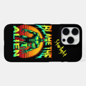 Coque iPhone 16 Pro Max Cadres de coucher de soleil vibrant Alien vert (Verso Horizontal)