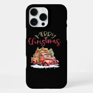 Coque iPhone 16 Pro Max Camion Rouge Joyeux Noël Arbre Père Noël Mignon Vi
