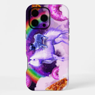 Coque iPhone 16 Pro Max Carlin arc-en-ciel dans l'espace chevauchant une l