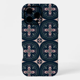 Coque iPhone 16 Pro Max Carreaux Géométriques Floraux Terreux