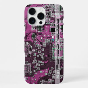 Coque iPhone 16 Pro Max Carte de circuit imprimé personnalisée en bleu pou