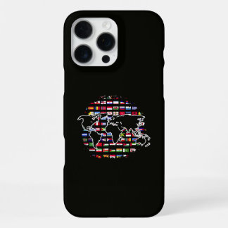 Coque iPhone 16 Pro Max Carte du monde de World Travel Map Drapeaux intern