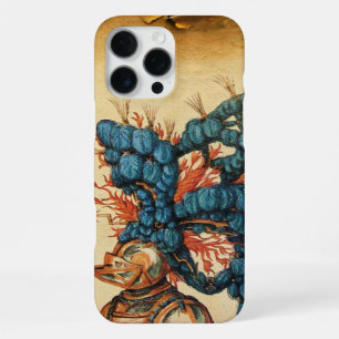 COQUE iPhone 16 PRO MAX CASQUE DE CHEVALIER ANTIQUE AVEC PLUMES ROUGES BLE