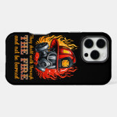 Coque iPhone 16 Pro Max Casque de pompier au milieu des flammes (Verso Horizontal)