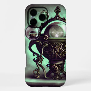 Coque iPhone 16 Pro Max Cauldron orné avec boule de cristal vert et orbes
