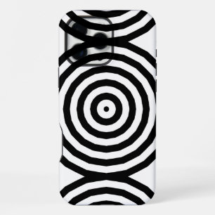 Coque iPhone 16 Pro Max Cercles concentriques noir et blanc Illusion d'opt